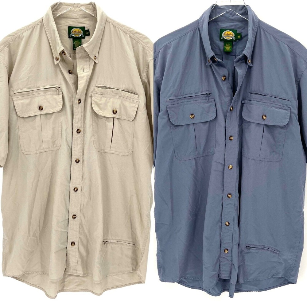 Cabela's Nylon Blend Shirt Mens L Tall Button Up Fishing Camping Hiking Lot of 2